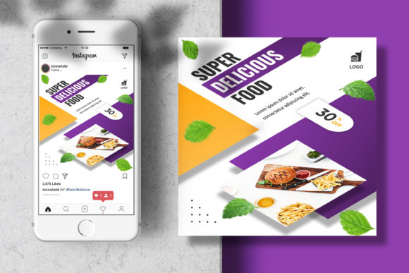 Preview of Food Instagram Template Banner Post food social media design template
