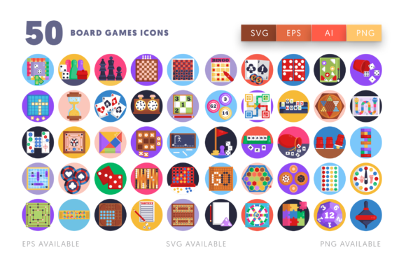 50 Board Games Icons