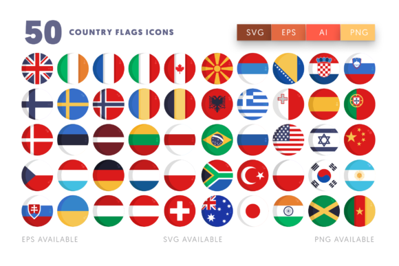 50 Country Flags Icons Gráfico Iconos Por Dighital Design