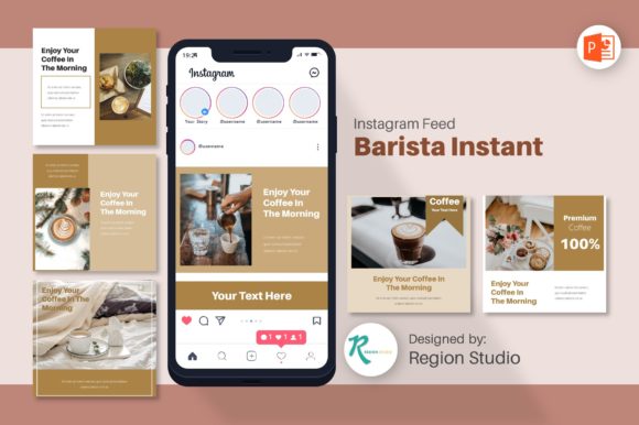 Preview of Instagram Feed - Barista Instant coffee shop social media template
