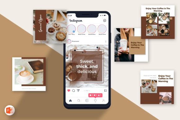 Preview of Instagram Feed - Coffee Glow coffee shop social media template