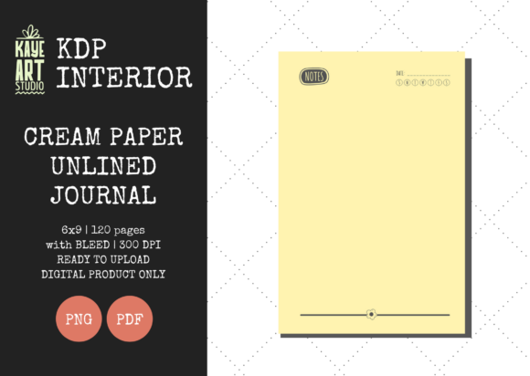 KDP Cream Paper Unlined Journal Graphic KDP Interiors By kayeartstudio