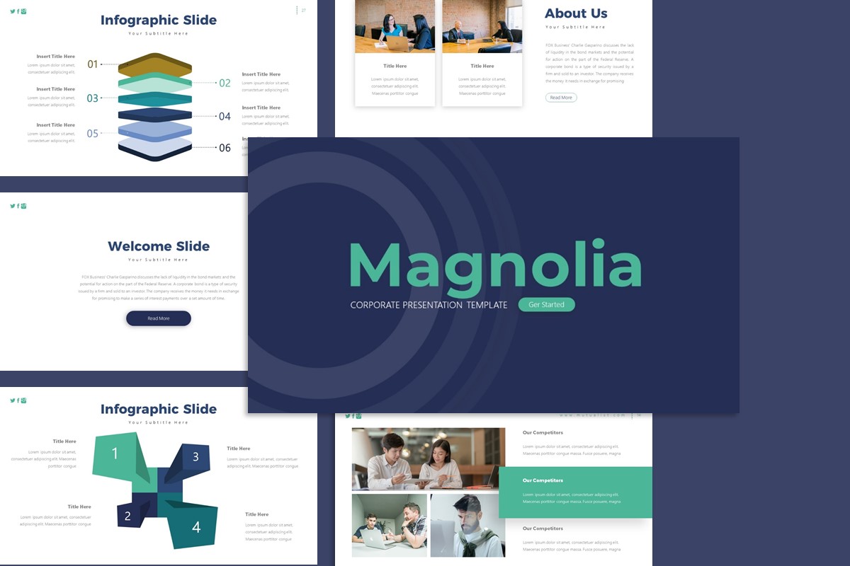 Plantilla de presentación corporativa Magnolia