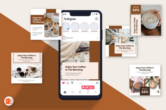 Preview of Instagram Feed - Coffee Wisdom coffee shop social media template