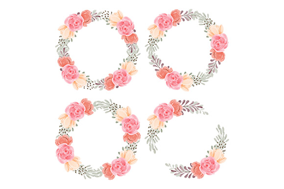 Peony Flower Wreath Watercolor Set Graphic by elsabenaa · Creative Fabrica