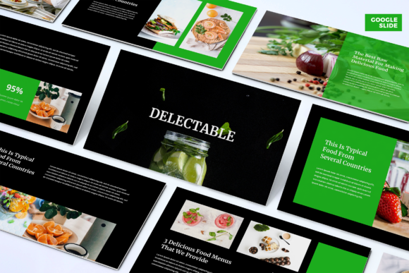 Preview of Delectable - Food Google Slides food presentation template