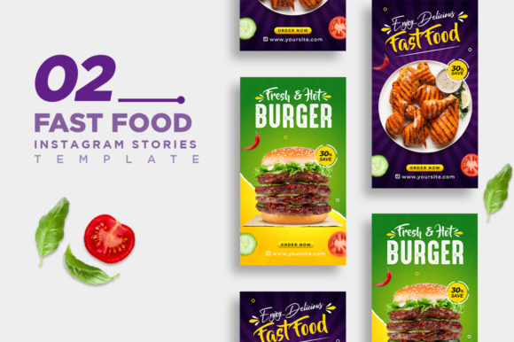 Preview of Fast Food Instagram Stories Template food social media design template