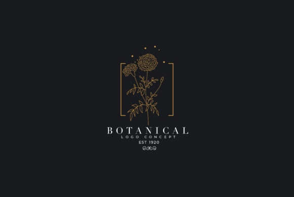Handdrawn Marigold Botanical Floral Logo