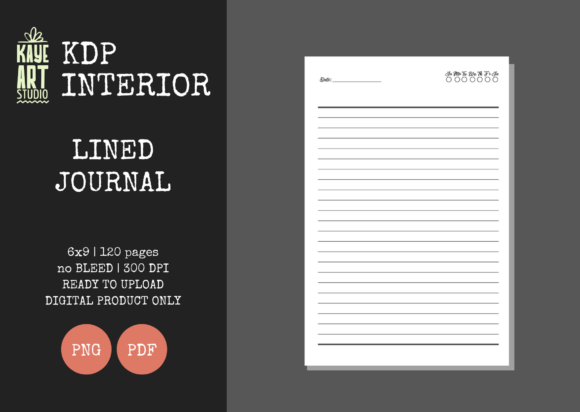 KDP Lined Journal 4 Graphic KDP Interiors By kayeartstudio
