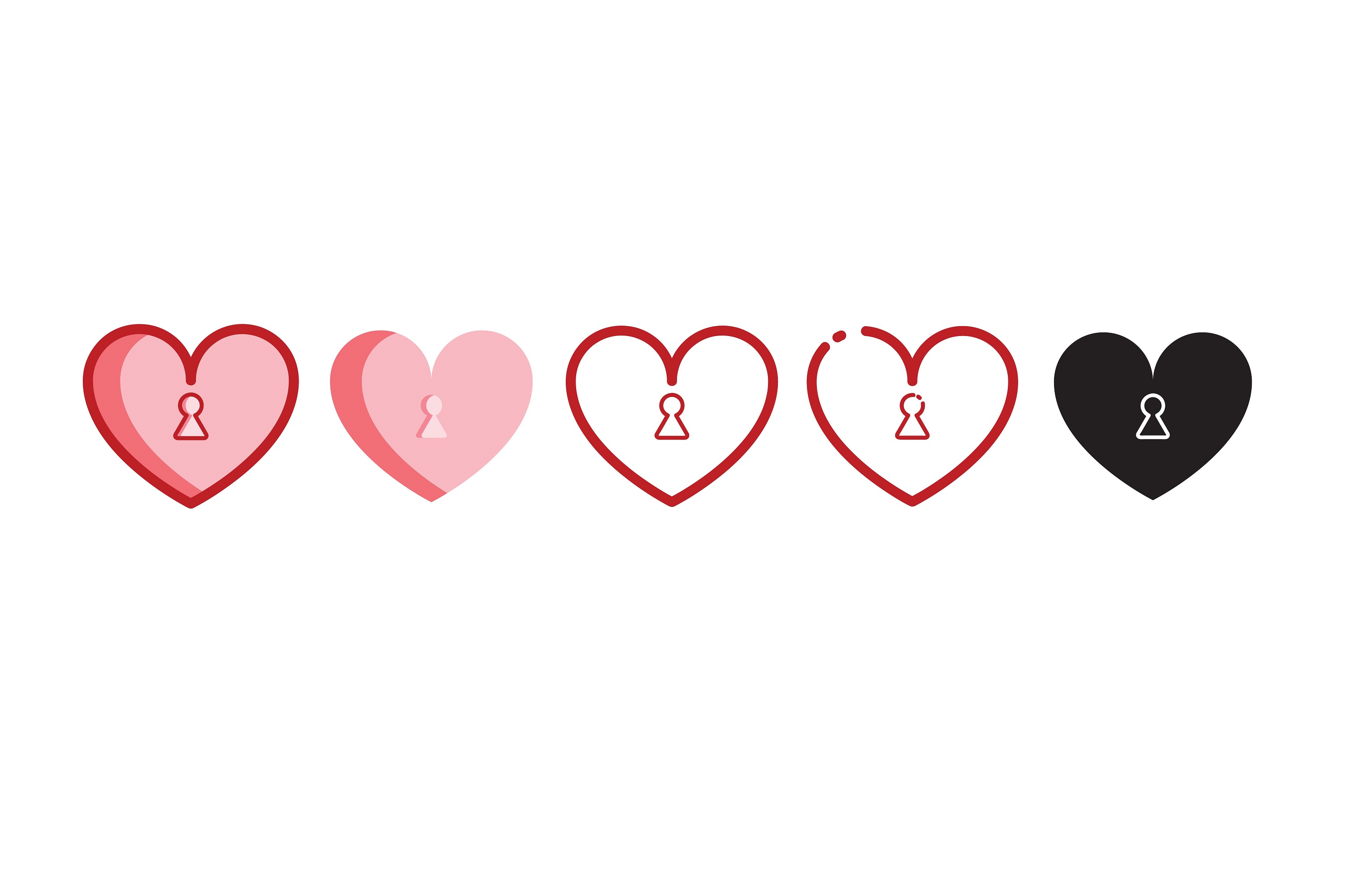 Lock Heart Symbol Valentine Icon Set Graphic by smss · Creative Fabrica