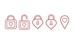 Outline Lock Unlock Valentine Icon Set Graphic by smss · Creative Fabrica