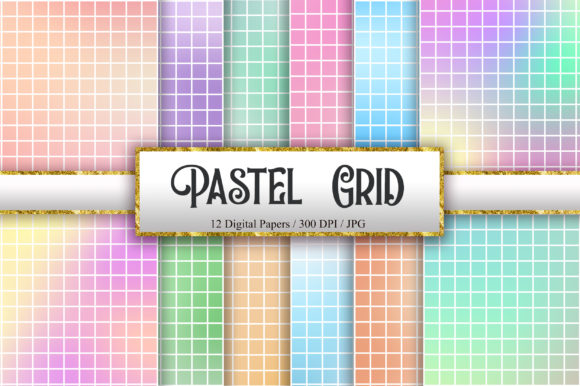 Pastel Grid Background Digital Papers Graphic Patterns By PinkPearly