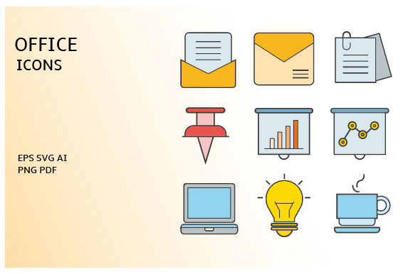 Office Supply and Business Icons Vector