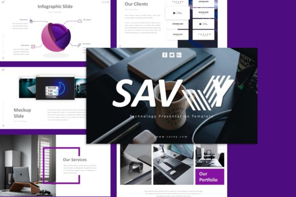 Preview of Savvy Technology Presentation Template technology presentation template