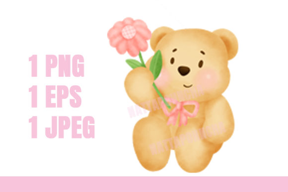 Watercolor Cute Teddy Bear Clipart Graphic Illustrations By nattapohncha