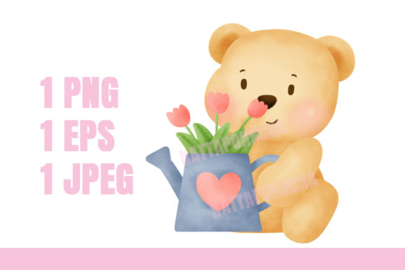 Watercolor Cute Teddy Bear Clipart Graphic Illustrations By nattapohncha