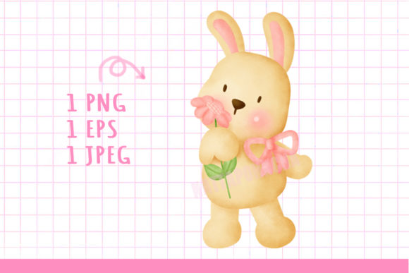 Watercolor Cute Trabbit Bunny Clipart Graphic Illustrations By nattapohncha