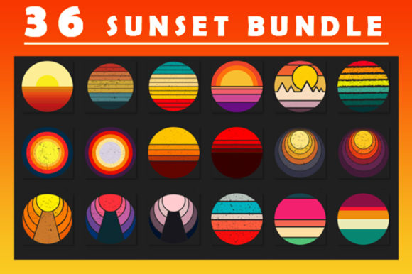 Distressed Retro Vintage Sunset Clipart