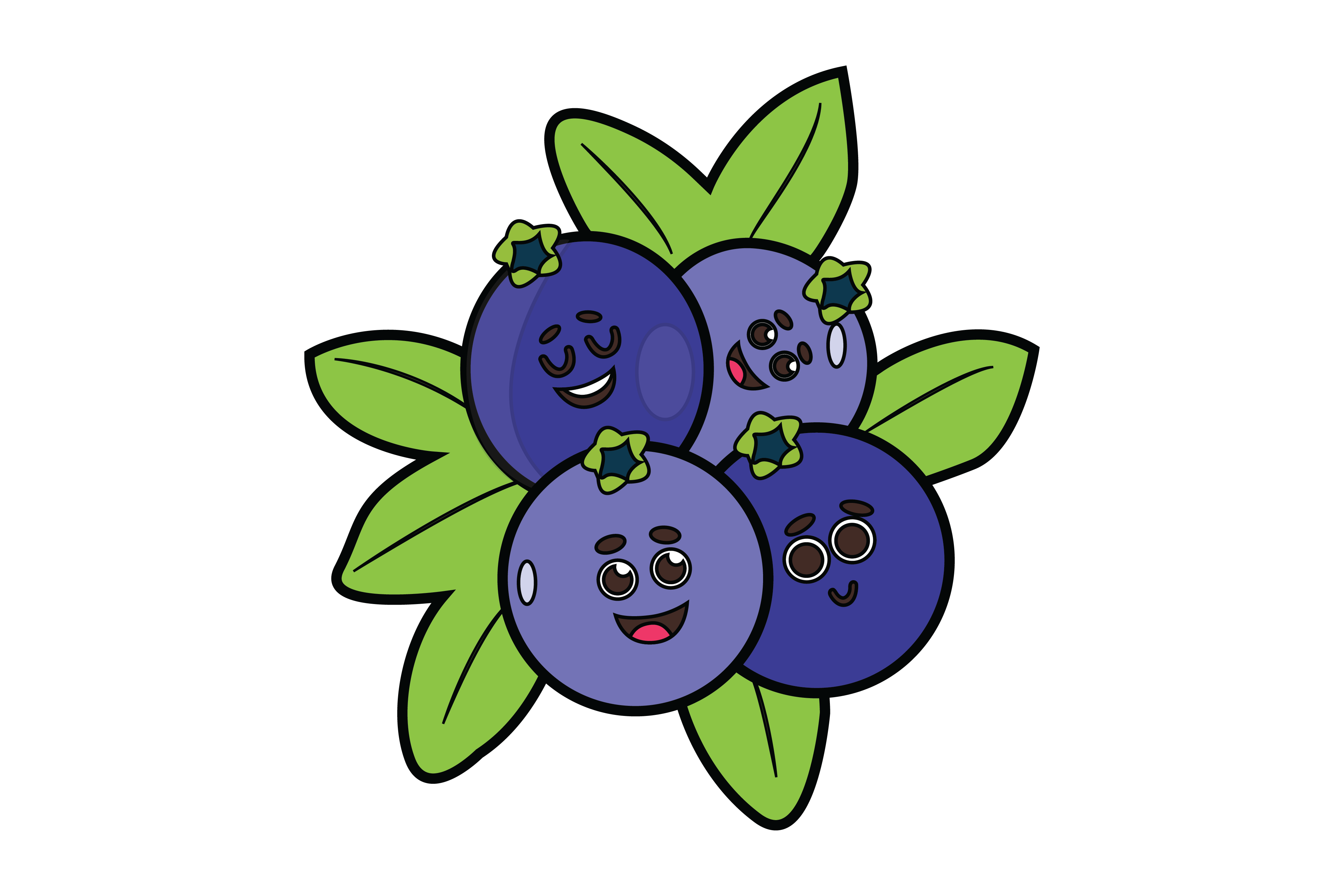 Kawaii Cute Fruit Blueberries Fill Line Graphic by Soe Image · Creative ...