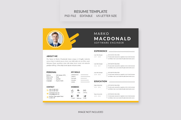 Yellow Resume Template Design