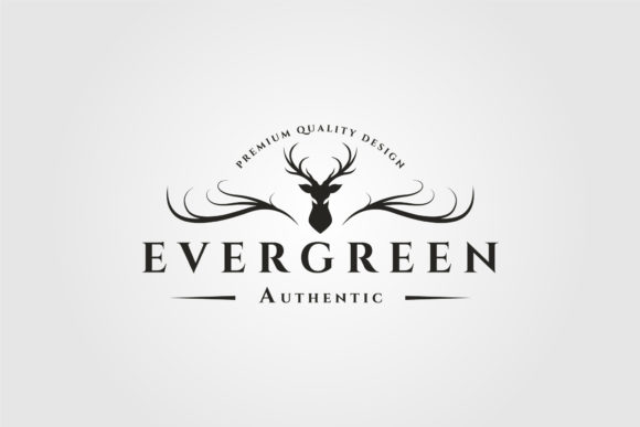 Antlers Deer Logo Vintage Vector Symbol