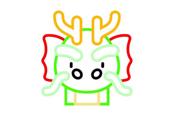 Chinese New Year Icon Dragon Line Color