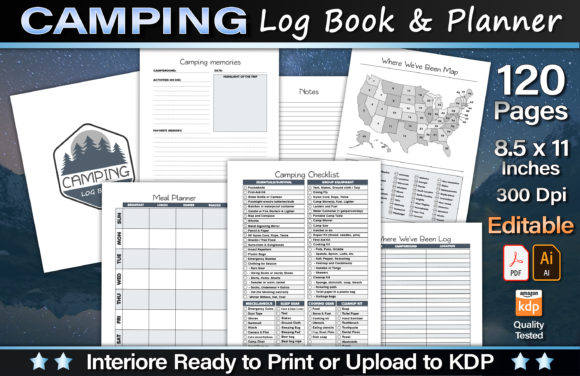 Editable Camping Log Book & Planner