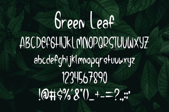 Green Leaf Font PNG with transparent background - Preview 3