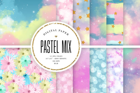 Pastel Mix Backgrounds Graphic Backgrounds By Sabina Leja
