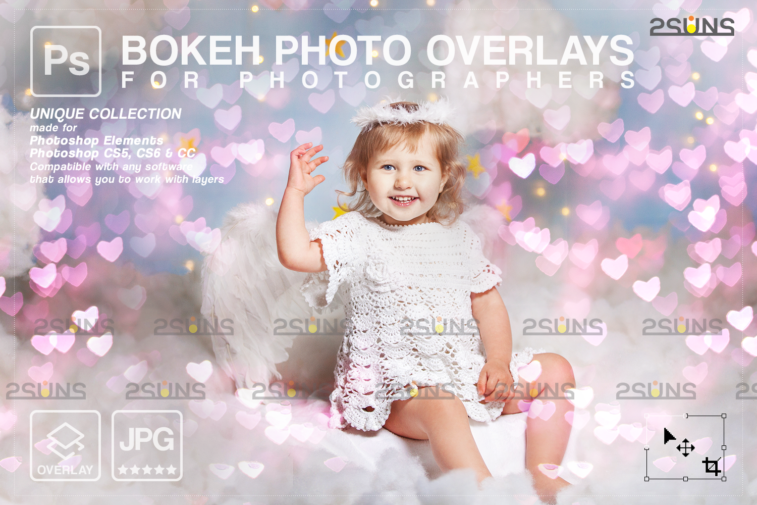 Valentine Overlay heart bokeh Photoshop sparkle romantic digital backdrop