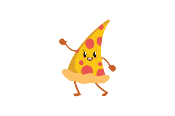 Kawaii Cute Pizza Food Illustration