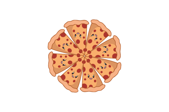 Kawaii Cute Pizza Food Illustration