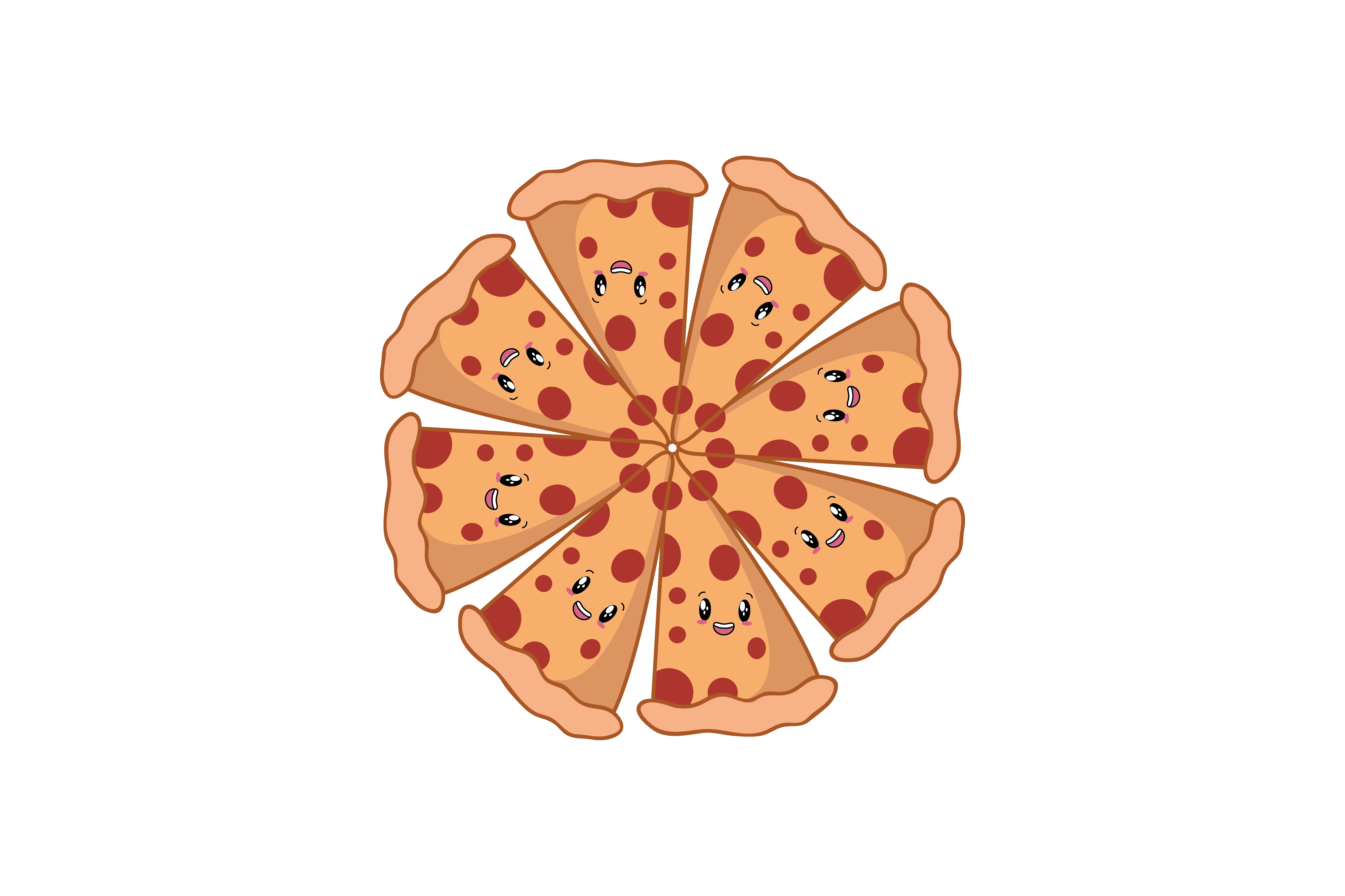 Kawaii Cute Pizza Food Illustration