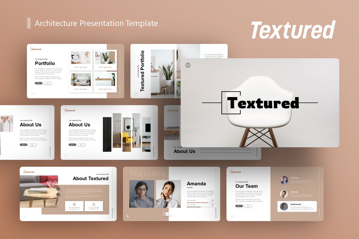 Plantilla de presentación de PowerPoint de arquitectura texturizada