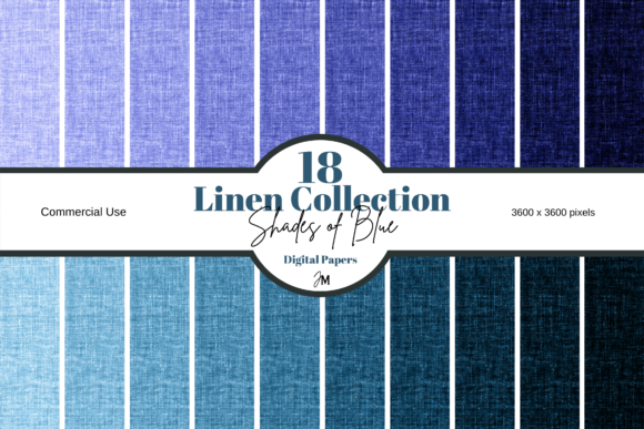 Blue Linen Material Texture - Set of 20