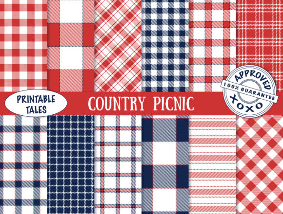 Country Picnic Red Gingham Digital Paper