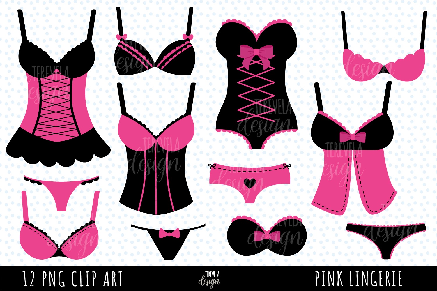 PINK LINGERIE Clipart, SEXY UNDERWEAR Grafik Von TereVela Design  Creative  Fabrica