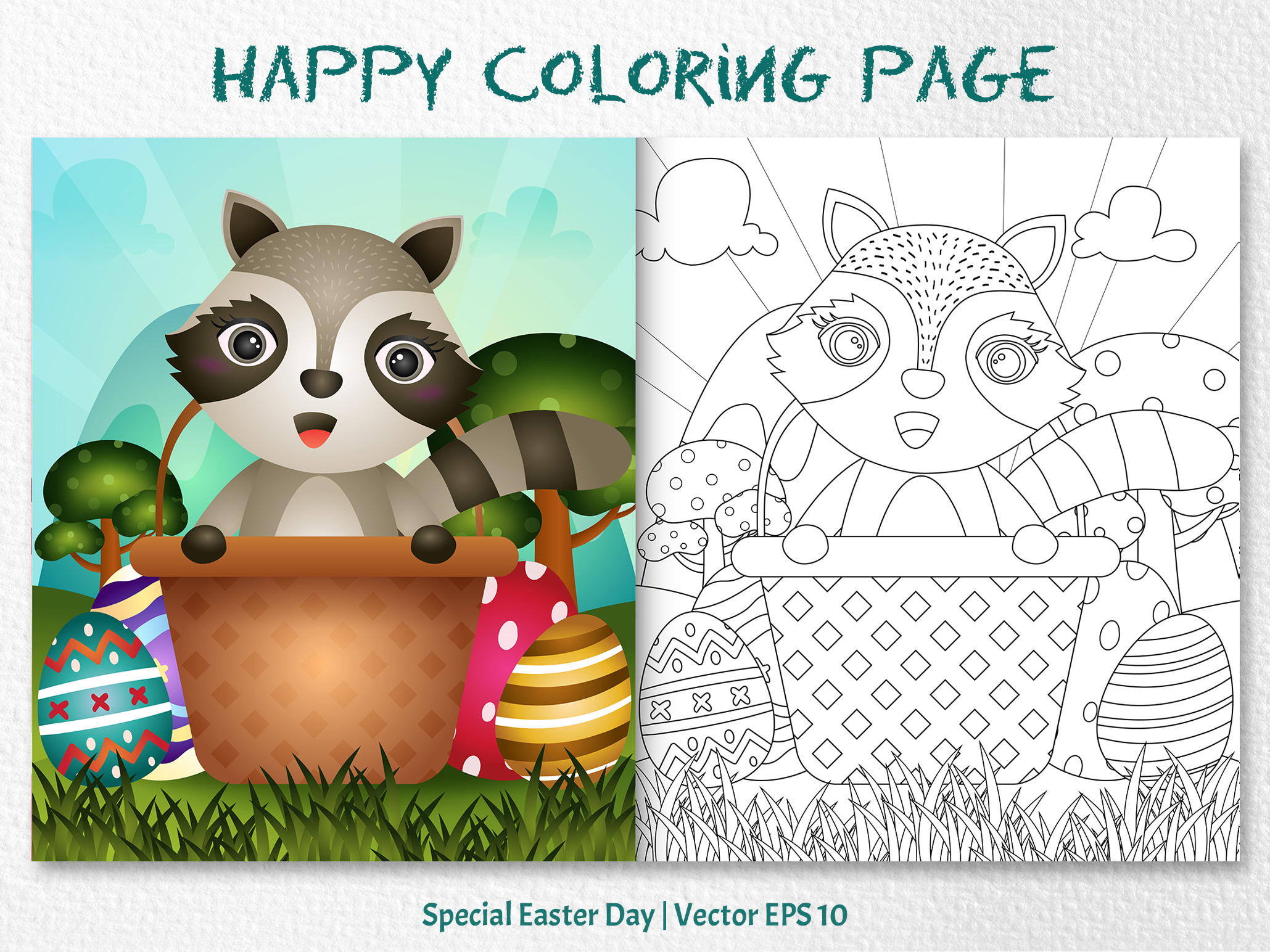 A Cute Raccoon - Coloring Page Graphic by wijayariko · Creative Fabrica