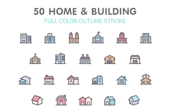 Home & Building Line with Color Icon