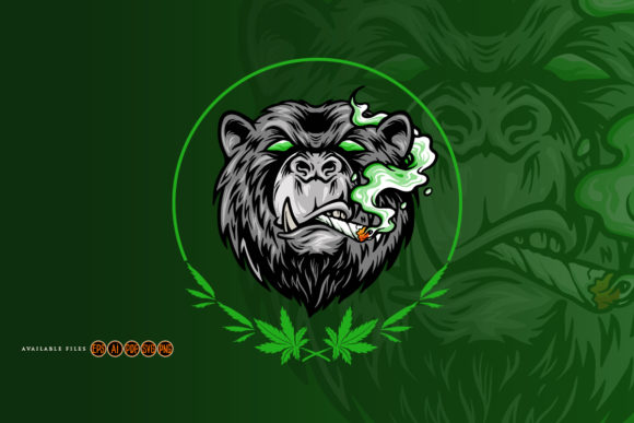 Marijuana Smoke Scary Bear Weed Mascot Graphic Illustrations By artgrarisstudio
