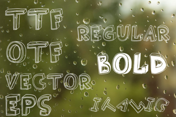 3D Sketch Font PNG with transparent background - Preview 1