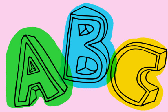 3D Sketch Font PNG with transparent background - Preview 2