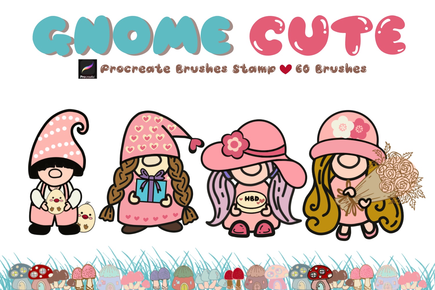 GNOME CUTE Procreate Brushes Stamp Graphic by TANVARA DIGITAL ART ...