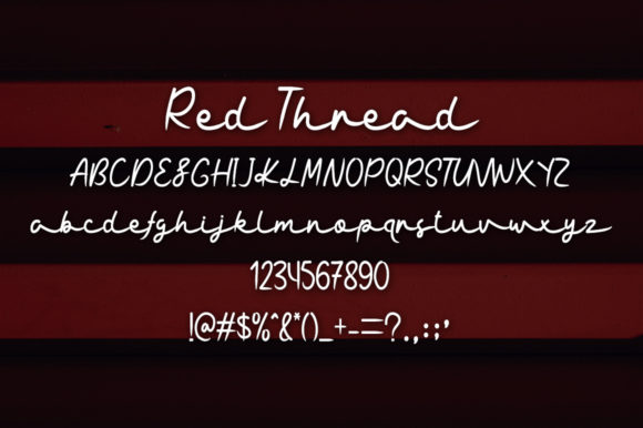 Red Thread Font PNG with transparent background - Preview 4