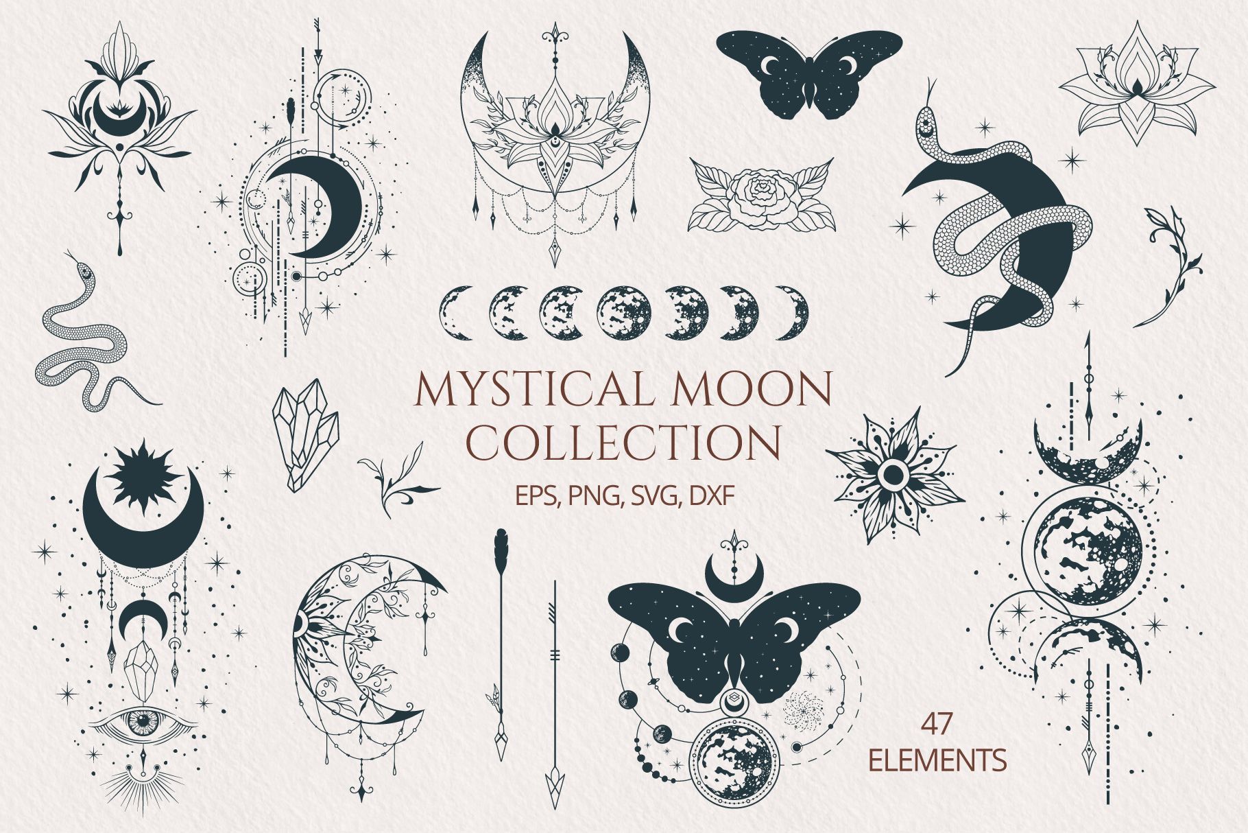 Hand drawn Mystical Moon Collection