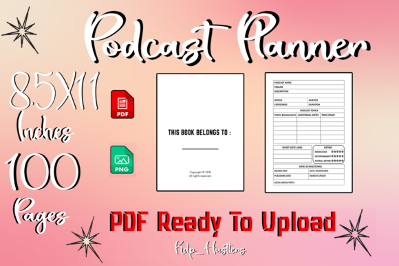 Podcast Planner Diary Unique Interior Graphic KDP Interiors By The students Palace