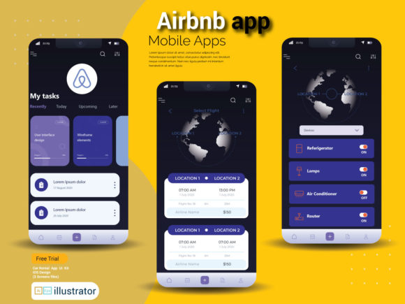 Airbnb App Illustration Vector Design
