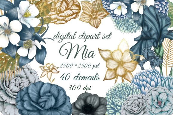 Blue Flowers Wedding Flowers Clipart