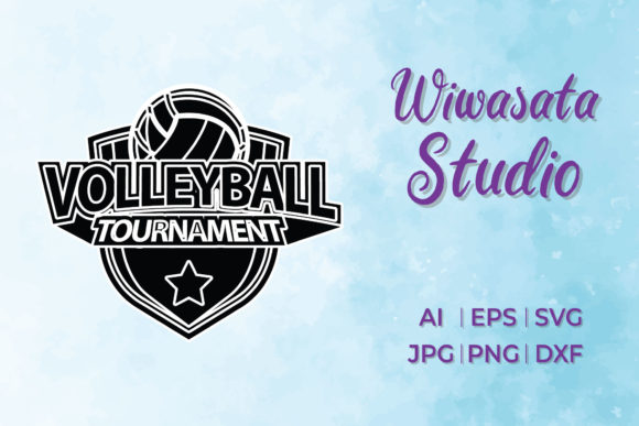 Logo Volleyball Tournament Filled Black
