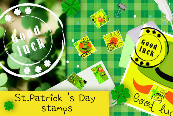 Saint Patrick's Day Postage Stamps Grafika Ilustracje do Druku Przez AnNetArt